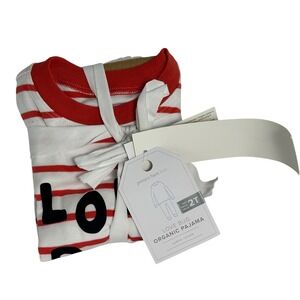 Pottery Barn Kids Love Bug Organic Pajama Set Size 2T Red Stripe